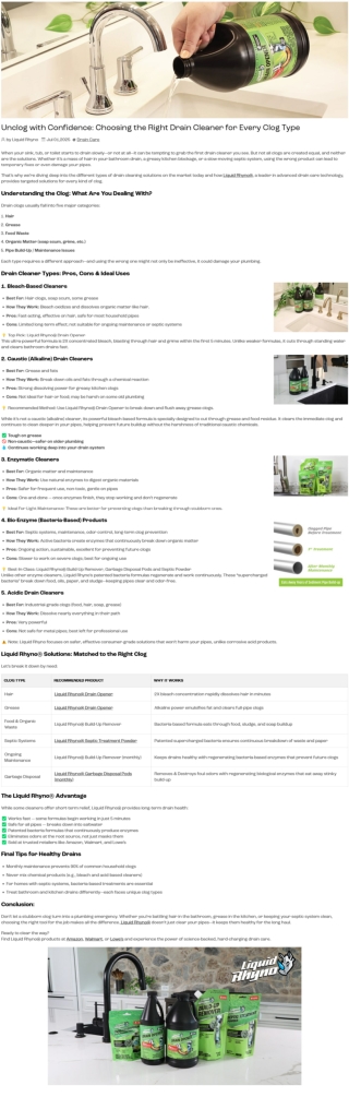 Unclog with Confidence Choosing the Right Drain Cleaner for Every Clog Type