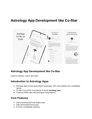 Co-Star Style Astrology App Development: Features, Cost & Tech Stack
