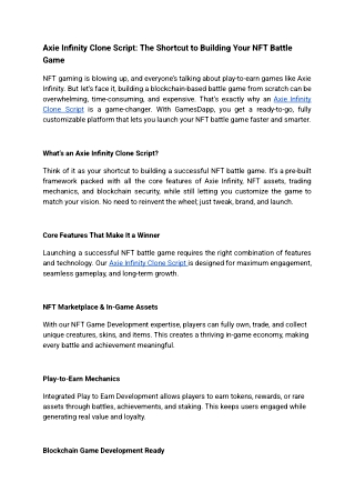 Axie Infinity Clone Script_ The Shortcut to Building Your NFT Battle Game