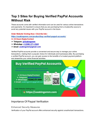 Top 3 Sites for Buying Verified PayPal Accounts Without Risk