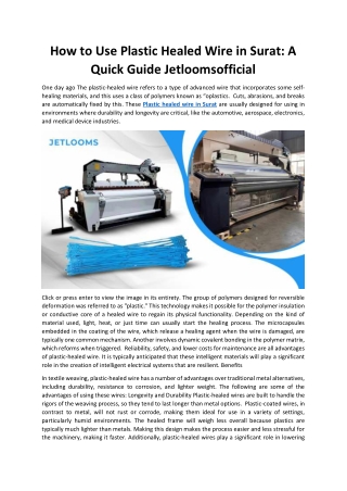 How to Use Plastic Healed Wire in Surat: A Quick Guide Jetloomsofficial