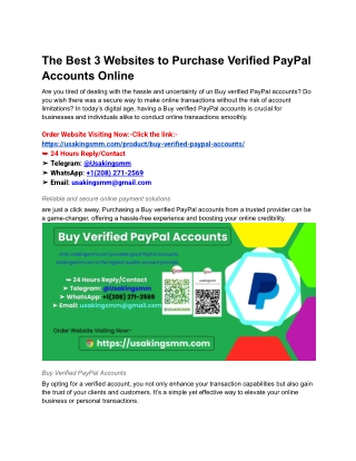 The Best 3 Websites to Purchase Verified PayPal Accounts Online