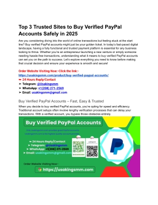 Top 3 Trusted Sites to Buy Verified PayPal Accounts Safely in 2025