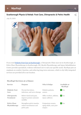 Myofixpt  Diabetic Foot, Chiropractic & Pelvic Care Scarborough