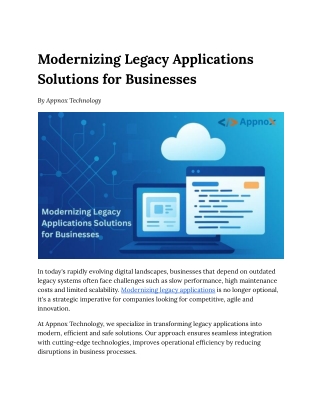Modernizing Legacy Applications Solutions for Businesses