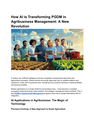How AI is Transforming PGDM in Agribusiness Management: A New Revolution