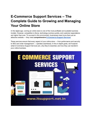 E-Commerce Support Services – The Complete Guide to Growing and Managing Your Online Store