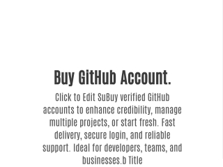 Buy GitHub Account