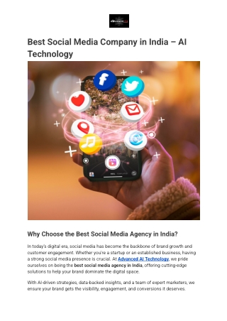 Best Social Media Company in India – Advance AI Technology