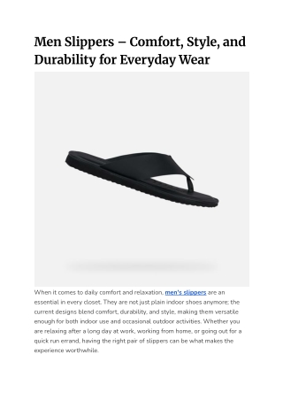 Men Slippers – Comfort, Style, and Durability for Everyday Wear