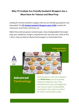 ITC Ecobyte Sandwich Wrappers | Eco-Friendly, Grease-Resistant Food Packaging