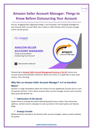 Amazon Seller Account Manager: Things to Know Before Outsourcing Your Account