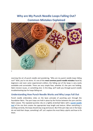 Why Are My Punch Needle Loops Falling Out