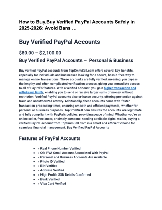 How to Buy.Buy Verified PayPal Accounts Safely in 2025-2026_ Avoid Bans ...