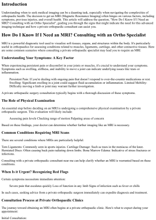 How Do I Know If I Need an MRI? Consulting with an Ortho Specialist