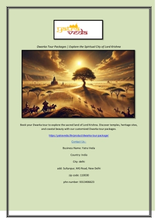 Dwarka Tour Packages  Explore the Spiritual City of Lord Krishna