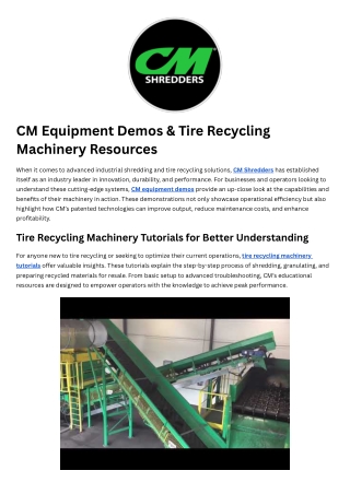 Tire Shredding equipment resources