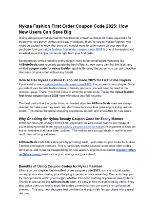 Nykaa Fashion First Order Coupon Code 2025: How New Users Can Save Big