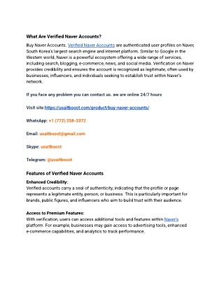 Buy Naver Accounts - 100% Verified And High-Quality