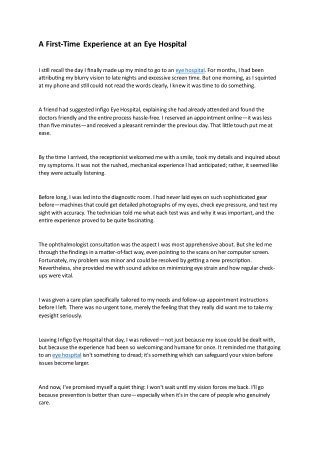 A First-Time Experience at an Eye Hospital