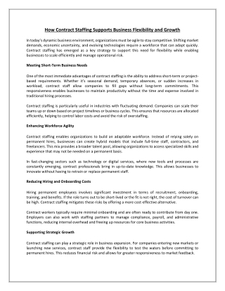 How Contract Staffing Supports Business Flexibility and Growth
