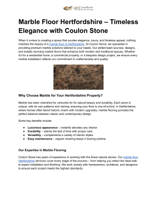 Marble Floor Hertfordshire – Coulon Stone