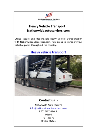 Heavy Vehicle Transport  Nationwideautocarriers