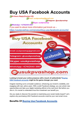 Buy USA Facebook Accounts