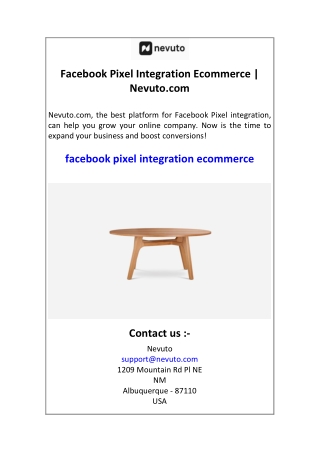 Facebook Pixel Integration Ecommerce  Nevuto