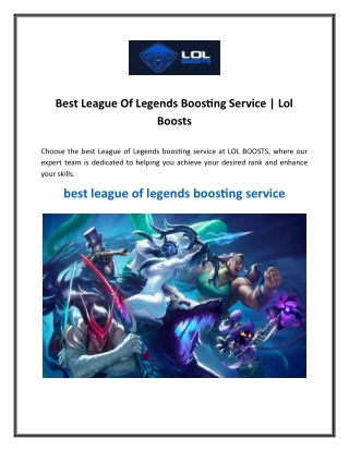 Best League Of Legends Boosting Service  Lol Boosts