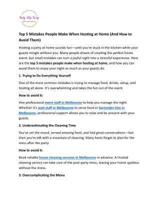 Top 5 Mistakes People Make When Hosting at Home