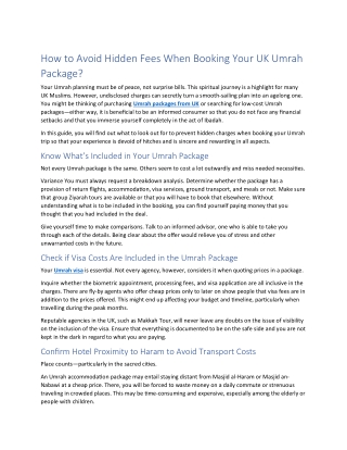 How to Avoid Hidden Fees When Booking Your UK Umrah Package