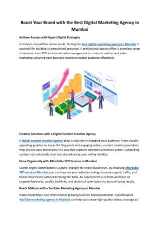 Boost Your Brand with the Best Digital Marketing Agency in Mumbai