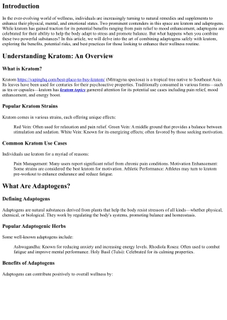 Combining Adaptogens Safely with Kratom