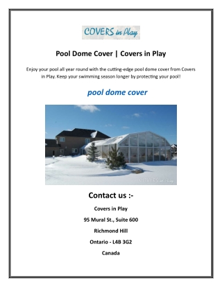 Pool Dome Cover  Covers in Play