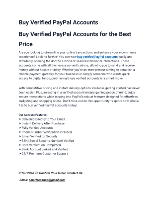 Top Website for Buy Verified PayPal Accounts– SmartSEOShop