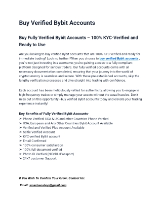 Top Website for Buy Verified Bybit Accounts– SmartSEOShop