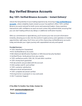 Top Website for Buy Verified Binance Accounts– SmartSEOShop