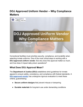 DOJ Approved Uniform Vendor – Why Compliance Matters