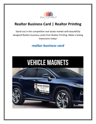 Realtor Business Card  Realtor Printing