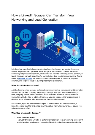 How a LinkedIn Scraper Can Transform Your Networking and Lead Generation