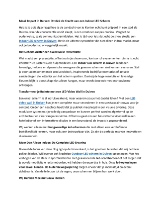 Maak Impact in Duiven Ontdek de Kracht van een Indoor LED Scherm