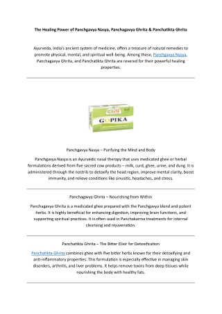 The Healing Power of Panchgavya Nasya, Panchagavya Ghrita & Panchatikta Ghrita