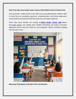 Exam Prep Tips How Arabic Juniors Classes Help Children Excel in School Tests