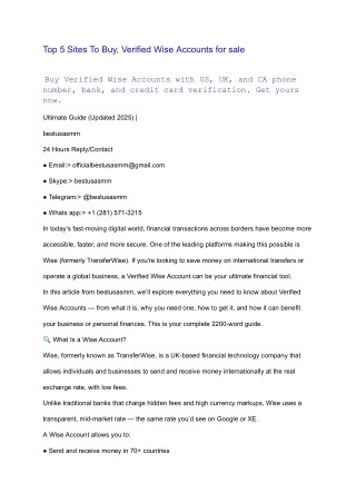 Top 5 Sites To Buy, Verified Wise Accounts for sale