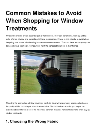 Common Mistakes to Avoid When Shopping for Window Treatments