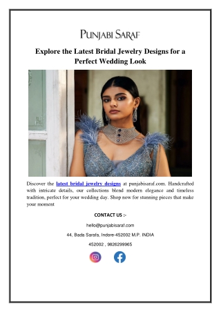Explore the Latest Bridal Jewelry Designs for a Perfect Wedding Look