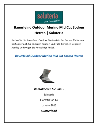 Bauerfeind Outdoor Merino Mid Cut Socken Herren  Saluteria