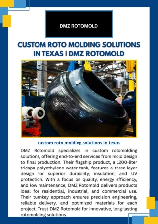 Custom Roto Molding Solutions in Texas  DMZ Rotomold