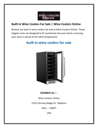 Built In Wine Coolers For Sale  Wine Coolers Online